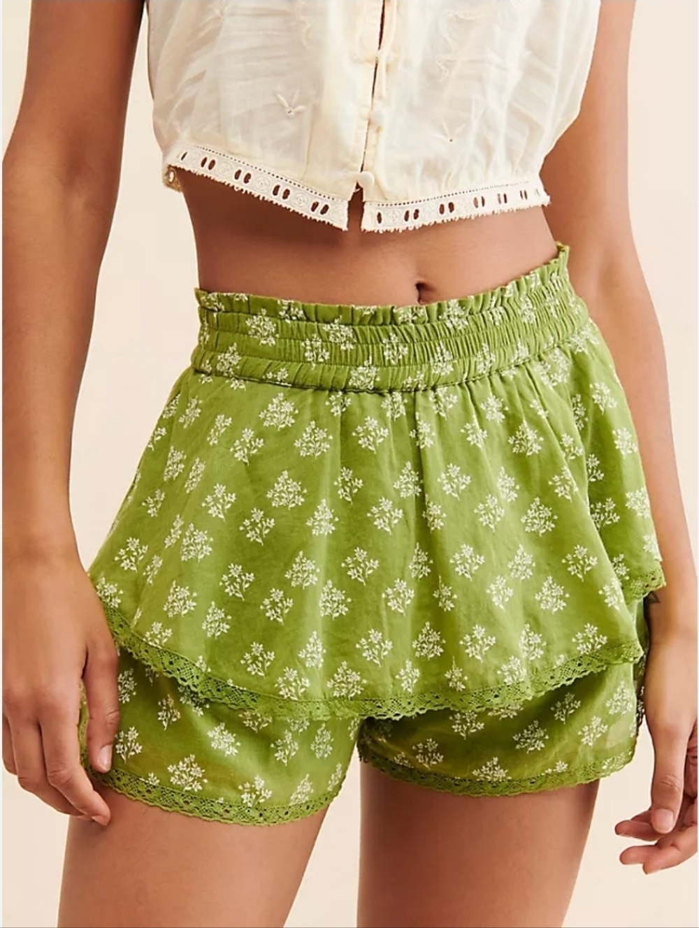 Bila 77 Green Floral Layered Women’s Skort